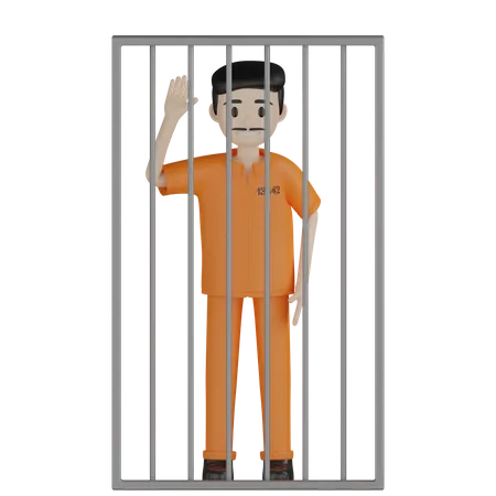 Prisioneiro preso tecendo a mão  3D Illustration