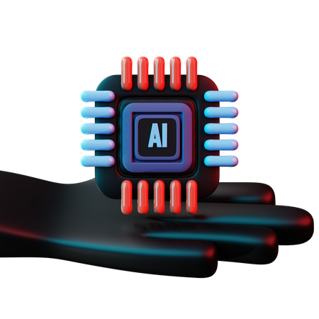 Mão traga chip ai  3D Icon