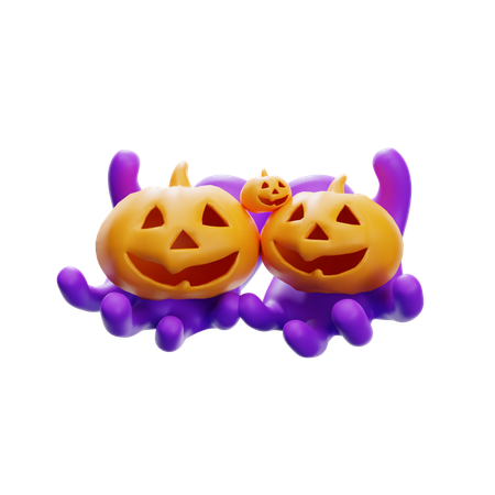 Mãos de halloween dando abóboras  3D Icon