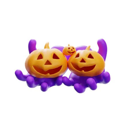 Mãos de halloween dando abóboras  3D Icon