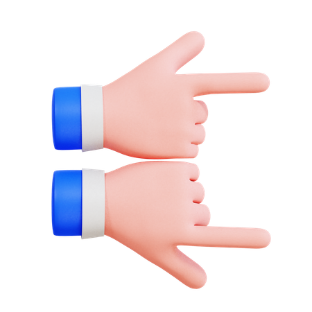 Mãos duplas apontando para a direita  3D Icon