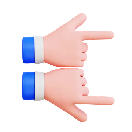 Mãos duplas apontando para a direita  3D Icon