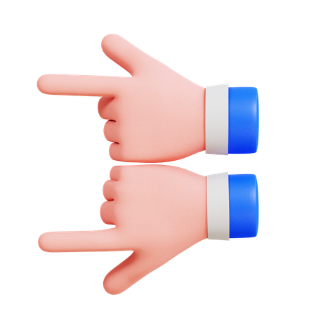 Mãos duplas apontando para a esquerda  3D Icon
