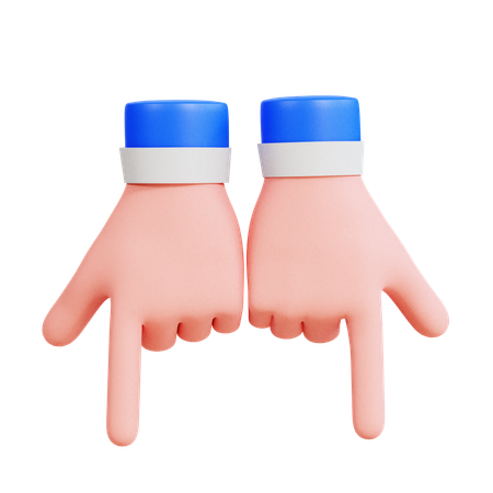 Mãos duplas apontando para baixo  3D Icon