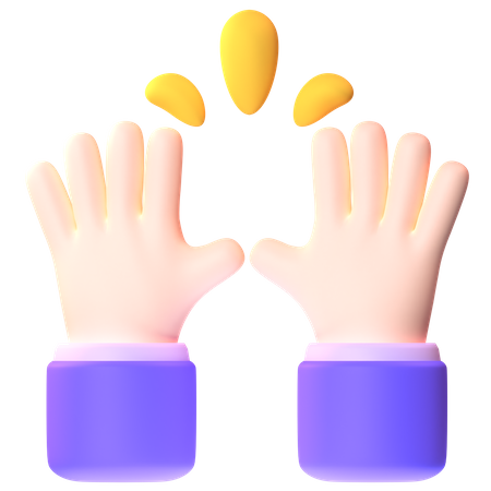 Mãos levantadas em celebração  3D Icon