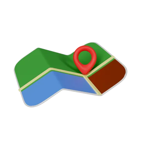 Folded Map And Location Pin Isolated Minimal Navigation Icon Icon Isolated On White Background 3 D Rendering Illustration Clipping Path 3D Icon