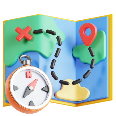 Map and Compass  3D Icon