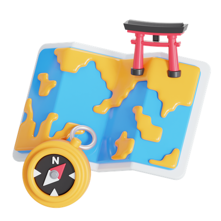 Map and compass  3D Icon