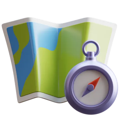 Map and Compass  3D Icon