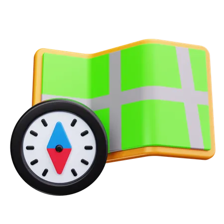 Map And Compass  3D Icon