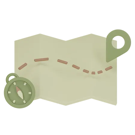 Map And Compass  3D Icon