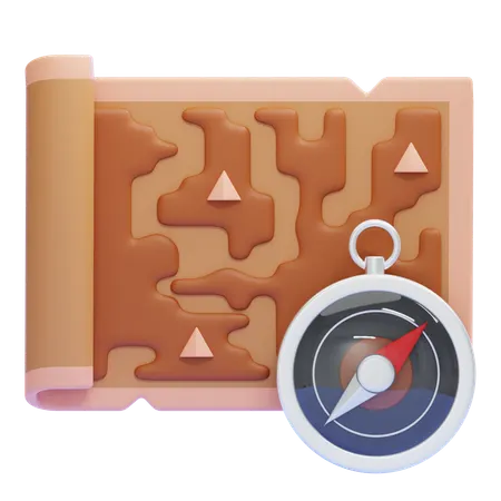 Map And Compass Exploration  3D Icon