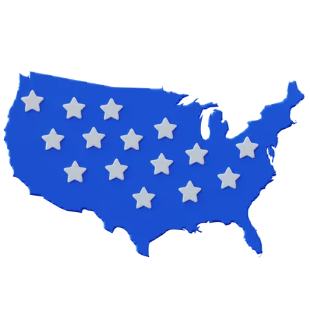 3 D Illustration Map Of America 3D Icon