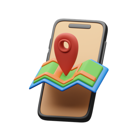 Map on phone  3D Icon