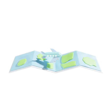 Maps And Airplane 3 D Illustration 3D Icon