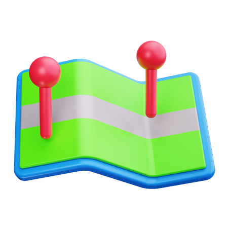 Map with Route  3D Icon