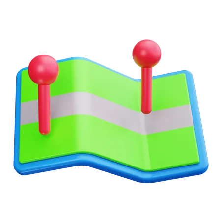 Map with Route  3D Icon