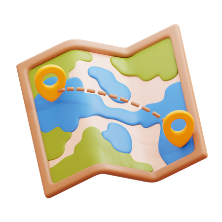 Map With Route Markers  3D Icon