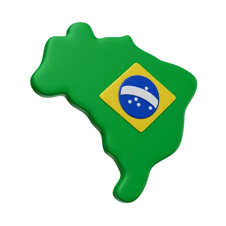 3 D Render Ilustracao Mapa Brasileiro Com Brasao Brasileiro 3D Icon