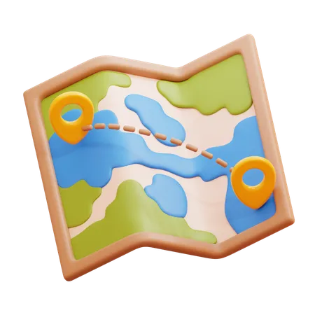 Mapa com marcadores de rota  3D Icon