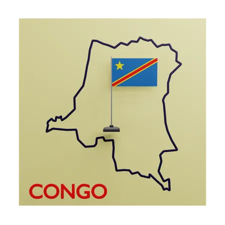 Mapa do Congo  3D Icon