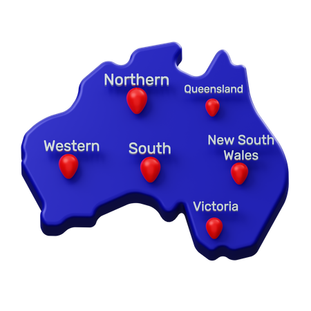 Mapa da Austrália  3D Illustration