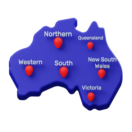 Mapa da Austrália  3D Illustration