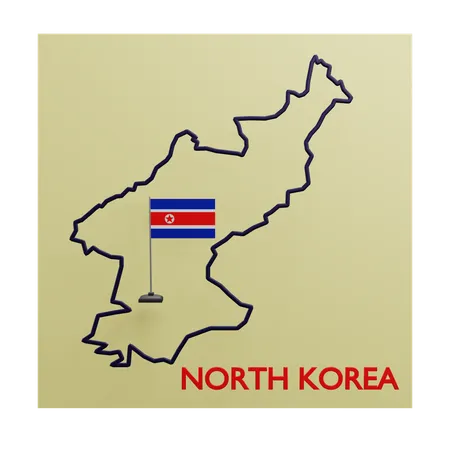 Mapa da Coreia do Norte  3D Icon