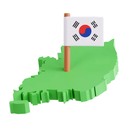 Mapa da Coreia do Sul  3D Icon