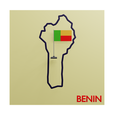 Mapa de benín  3D Icon