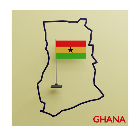 Mapa de ghana  3D Icon