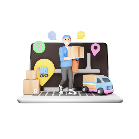 Mapa de localização de envio  3D Icon