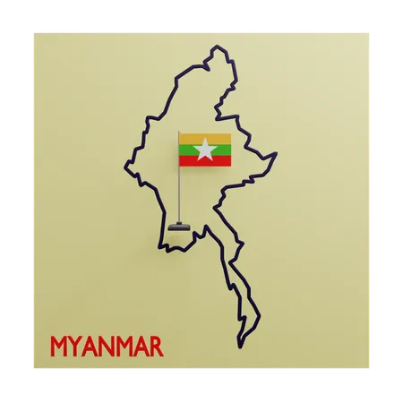 Mapa de myanmar  3D Icon