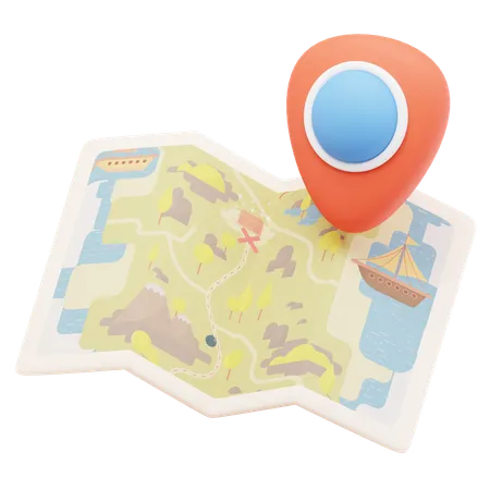 Mapa del tesoro  3D Icon