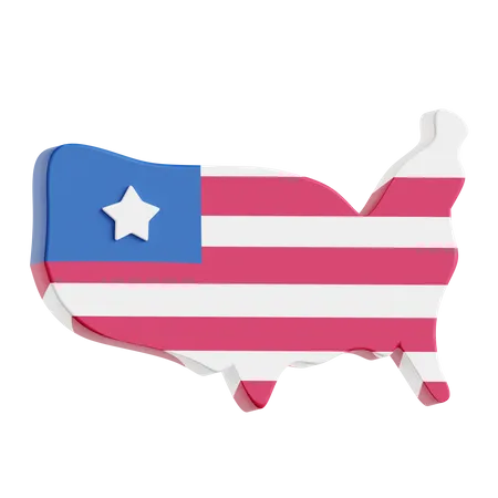 Mapa dos EUA  3D Icon