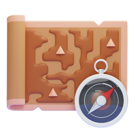 Exploração de mapa e bússola  3D Icon