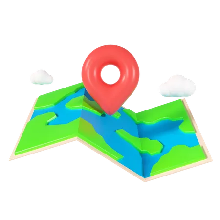 Icono De Mapa Mundial 3 D Con Alfileres 3D Illustration