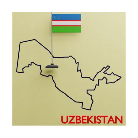 Mapa do Uzbequistão  3D Icon