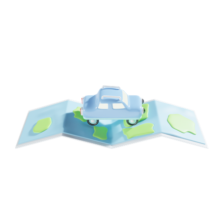 Mapas e carro  3D Icon