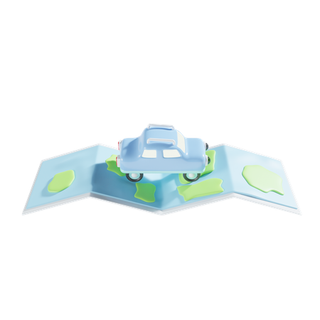 Mapas y coche  3D Icon