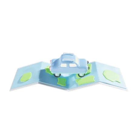 Mapas y coche  3D Icon