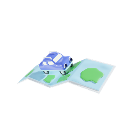 Maps And Car  3D Icon