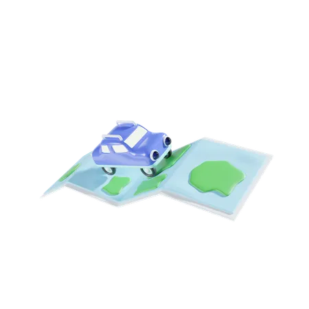 Maps And Car  3D Icon