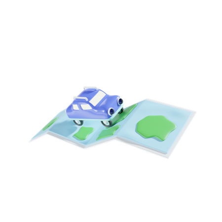 Maps And Car  3D Icon