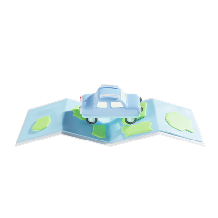 Maps And Car  3D Icon