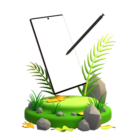 Maqueta de telefono ecologico  3D Illustration