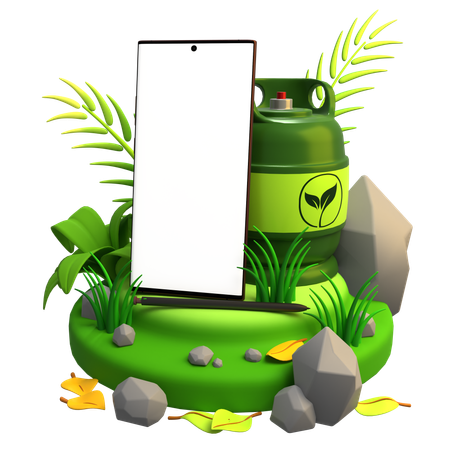 Maqueta móvil de biogás  3D Illustration