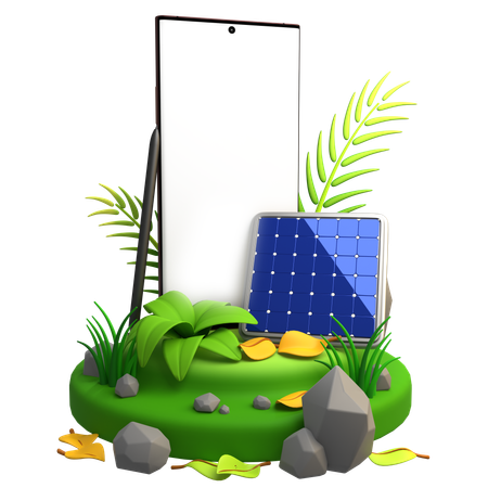 Maquette mobile de panneau solaire  3D Illustration