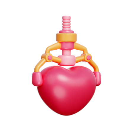 Máquina de grúa de garra que sostiene el corazón  3D Icon
