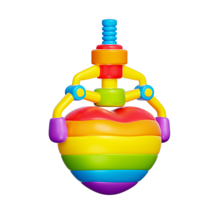 Máquina grúa con garra que sostiene el corazón del orgullo  3D Icon